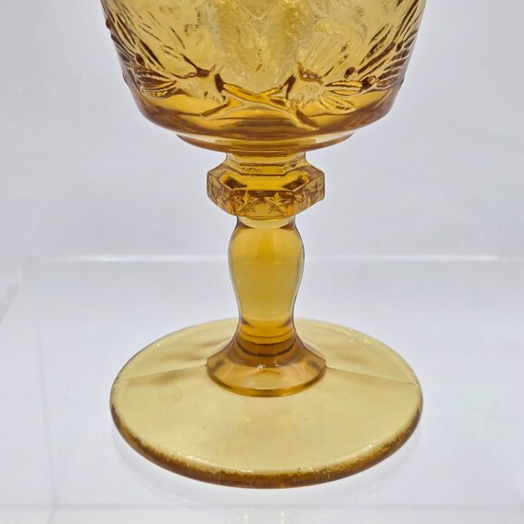 L. E. Smith Glass American Eagle Yellow Goblet 6½″ Pressed Glass U.S. Vintage - Picture 7 of 7